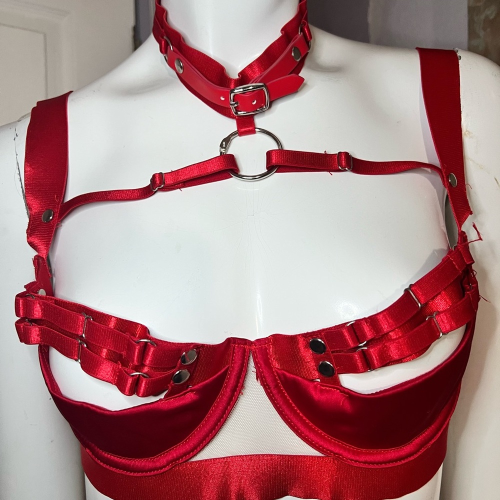 Red Satin Harness top